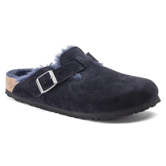 NEW BIRKENSTOCK men's boston shearling regular sandals in midnight - Picture 1 of 3